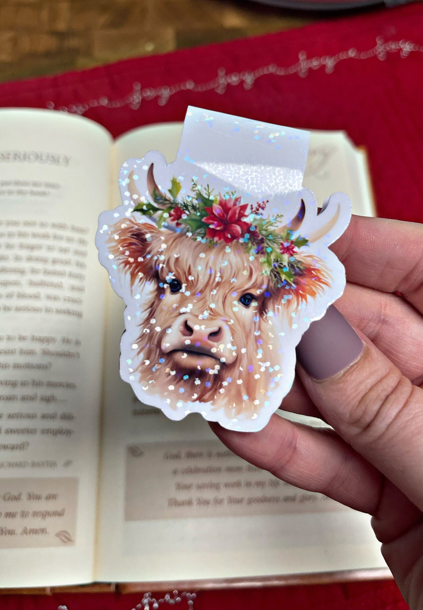 Highland Cow Bookmark, Christmas Magnetic Bookmark, Reading Accessory, Book Gift, Cute Bookmark, Unique Cow Bookmark, Personalized Bookmark