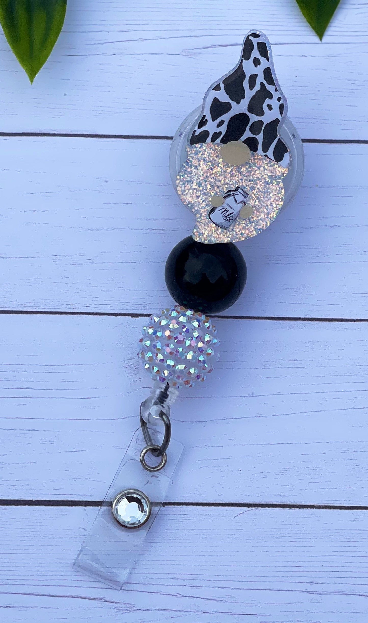 Gnome Badge Reel, Cow Badge Holder, Cute Badge Reel, Cow Print, Retractable Swivel Clip, Teacher Gift, Nurse ID Clip, RN, Medical ID Tag