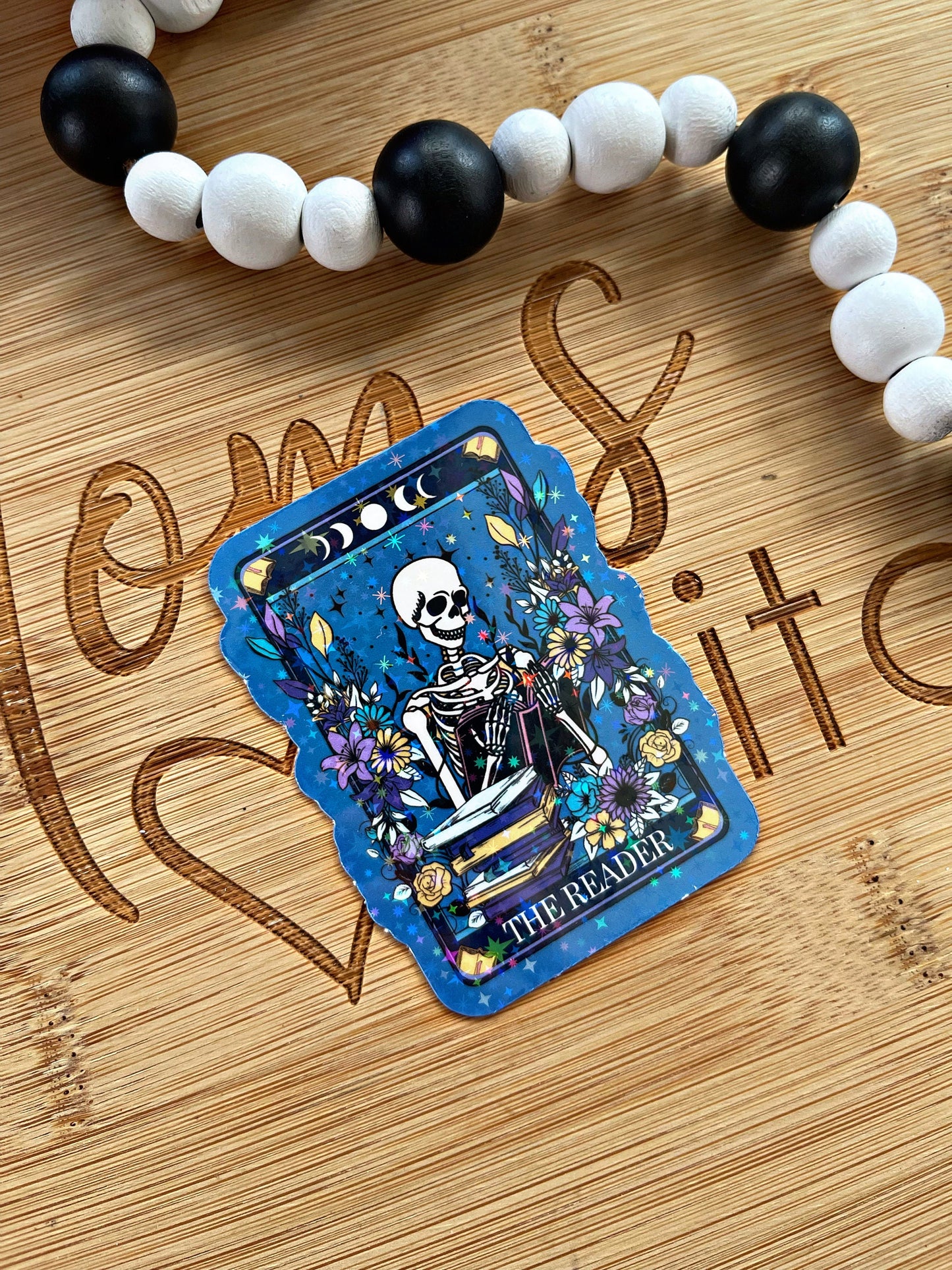 The Reader Skeleton Kindle Stickers/ Tarot Card Themed Stickers