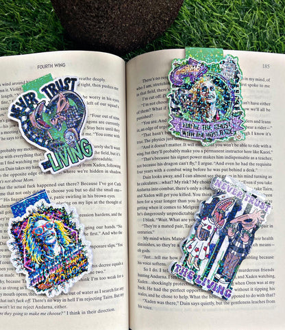 Beetle Guy Magnetic Bookmark, Never Trust The Living Bookmark, Halloween Bookmark, Reading Accessory, Bookish Gift, Cute Bookmark