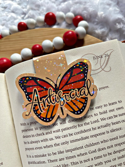 Butterfly Magnetic Bookmark, Antisocial  Butterfly Bookmark, Reading Accessory, Book Gift, Cute Bookmark, Unique Bookmark