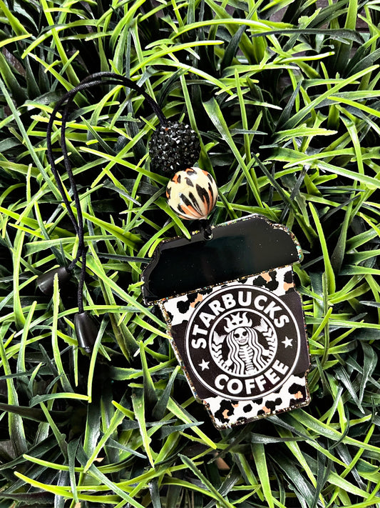 Starbucks Leopard Print Car Charm- Starbucks Mermaid Rearview Mirror Clip- Coffee Lover Car Decor -  Coffee Lover Gift- Nurse Gift-