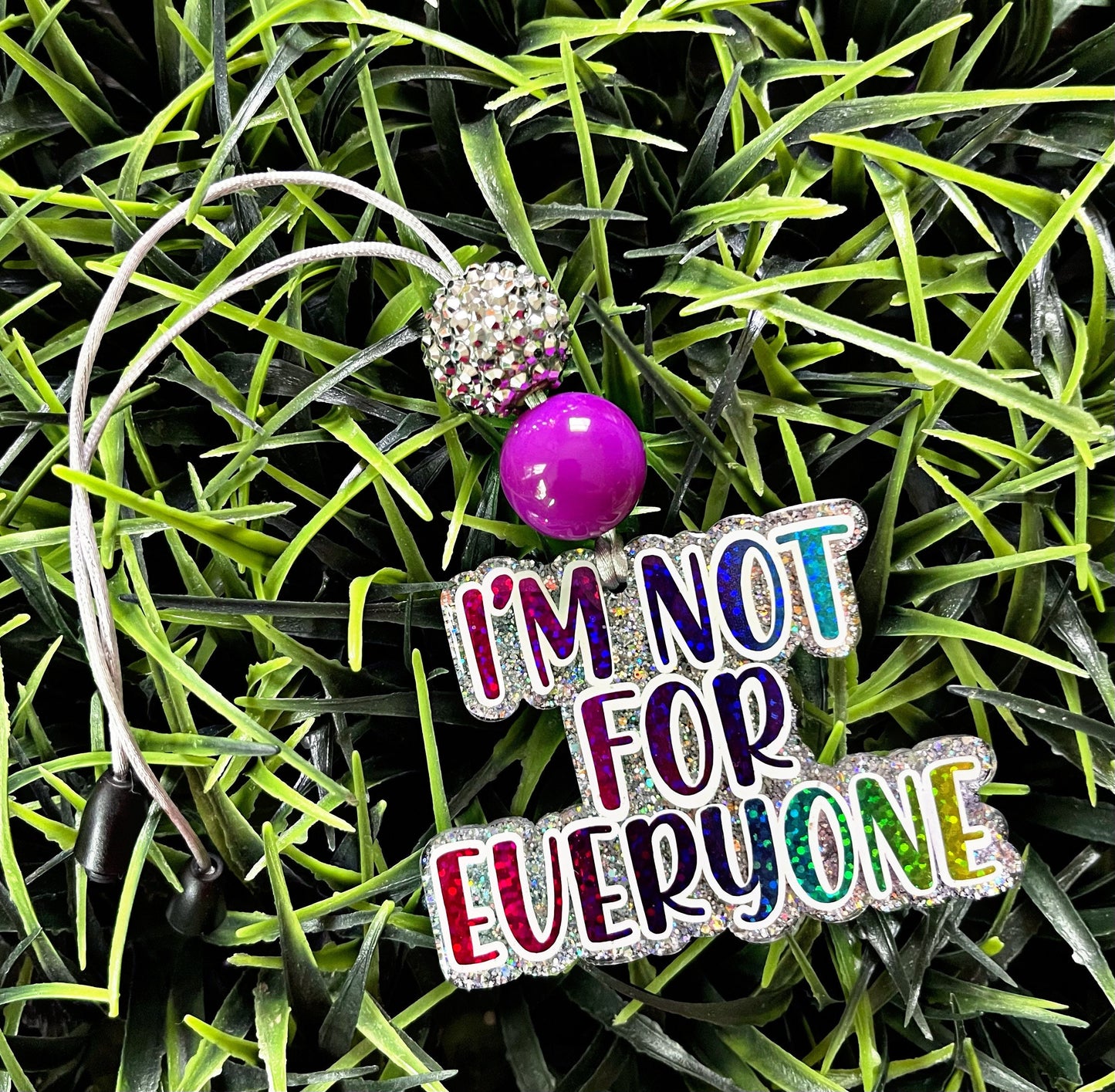 Funny Rearview Mirror Charm-I’m Not For Everyone Car Charm- Car Accessories- Car Hanger- Rainbow Beaded Charm - Humorous Ornament