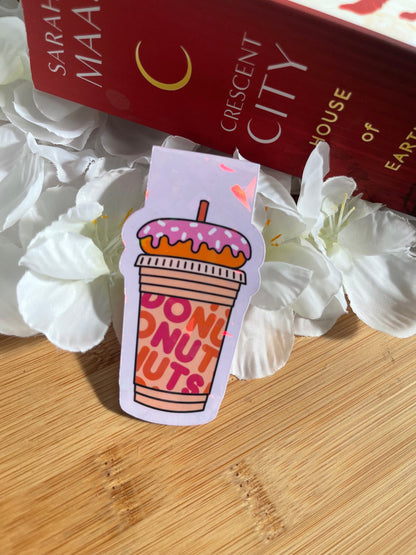 Iced Coffee Magnetic Bookmark, Dunkin Donut Bookmark,  Coffee Reading Accessory, Book Gift, Cute Bookmark, Unique Bookmark