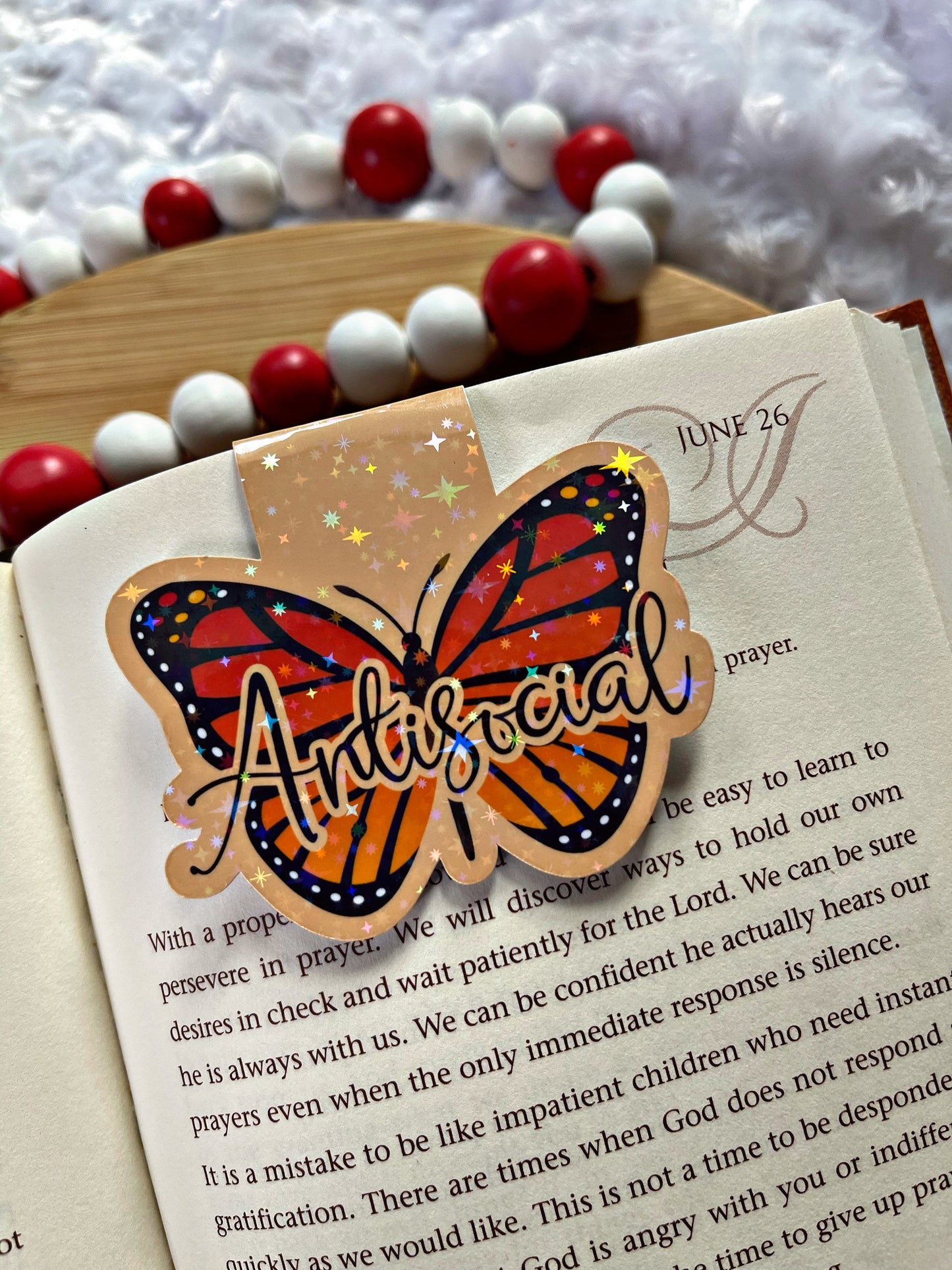 Butterfly Magnetic Bookmark, Antisocial  Butterfly Bookmark, Reading Accessory, Book Gift, Cute Bookmark, Unique Bookmark