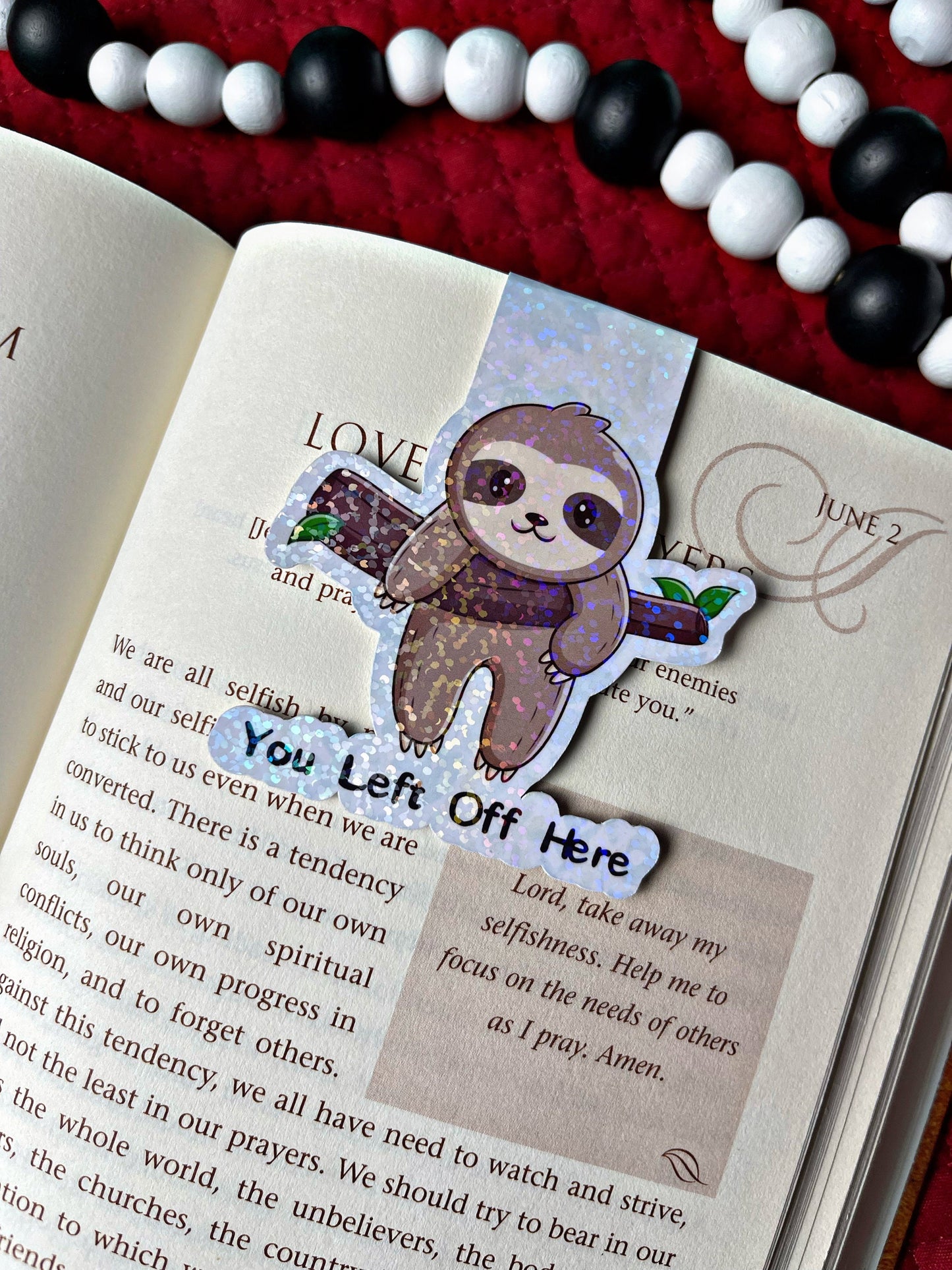 Sloth Bookmark, Sloth Magnetic Bookmark, Reading Accessory, Book Gift, Cute Bookmark, Unique Bookmark, Personalized Bookmark