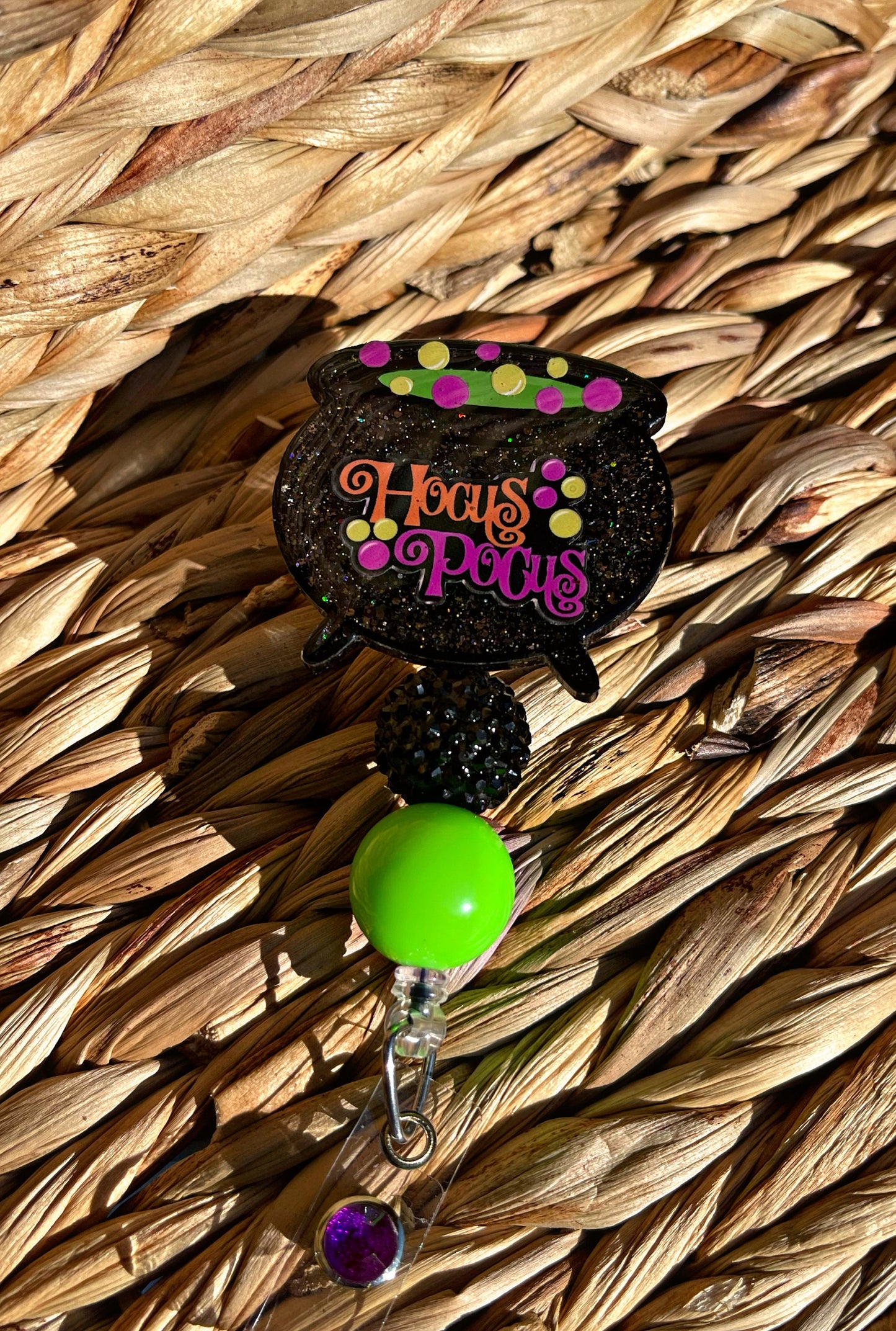 Hocus Pocus Cauldron Badge Reel -Halloween Badge Holder- ID Holder- Nurse Gift- Teacher Gift- Halloween badge reel