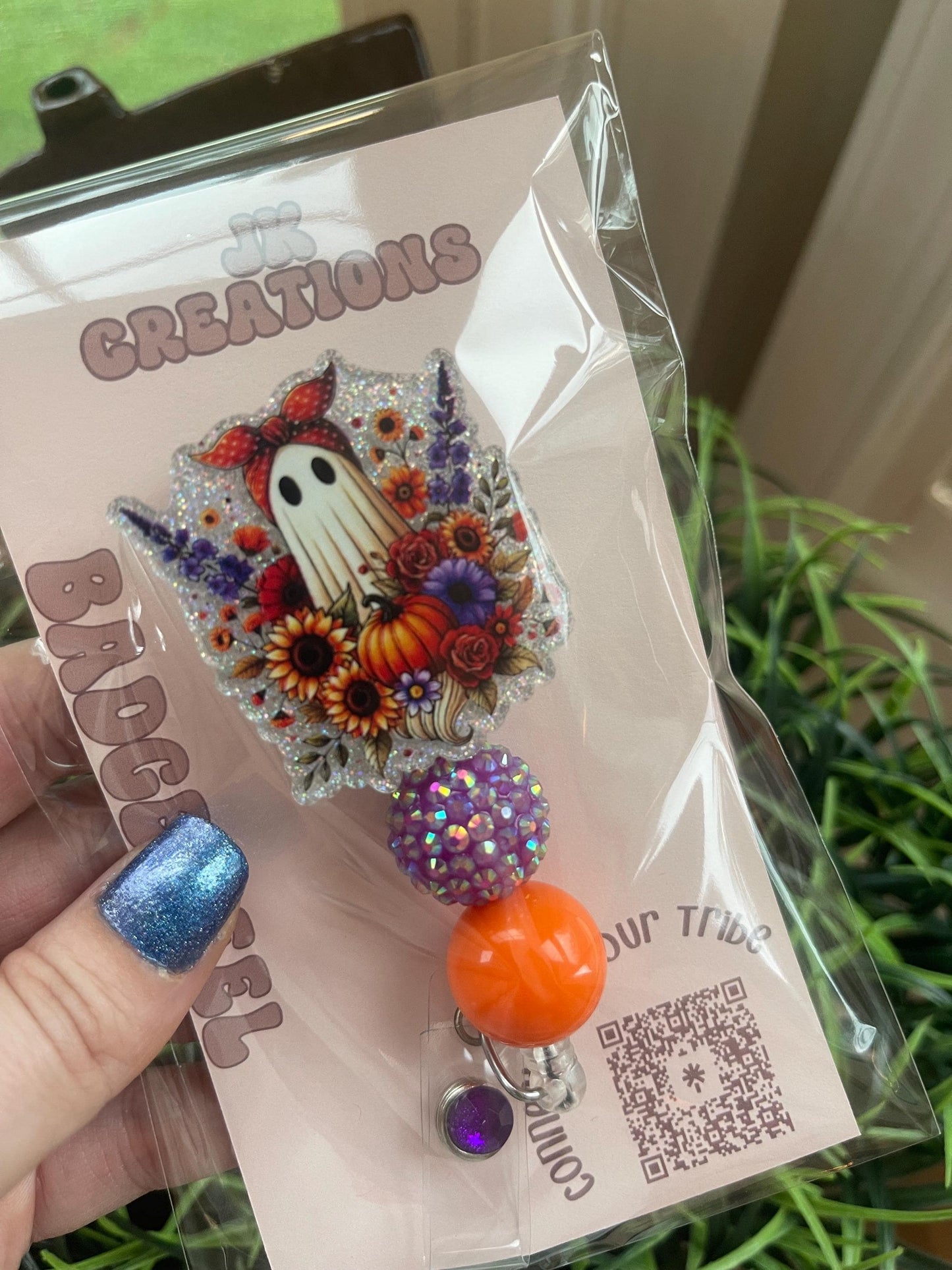 Halloween Badge Reel - Thanksgiving Badge Holder- Ghost Badge Reel