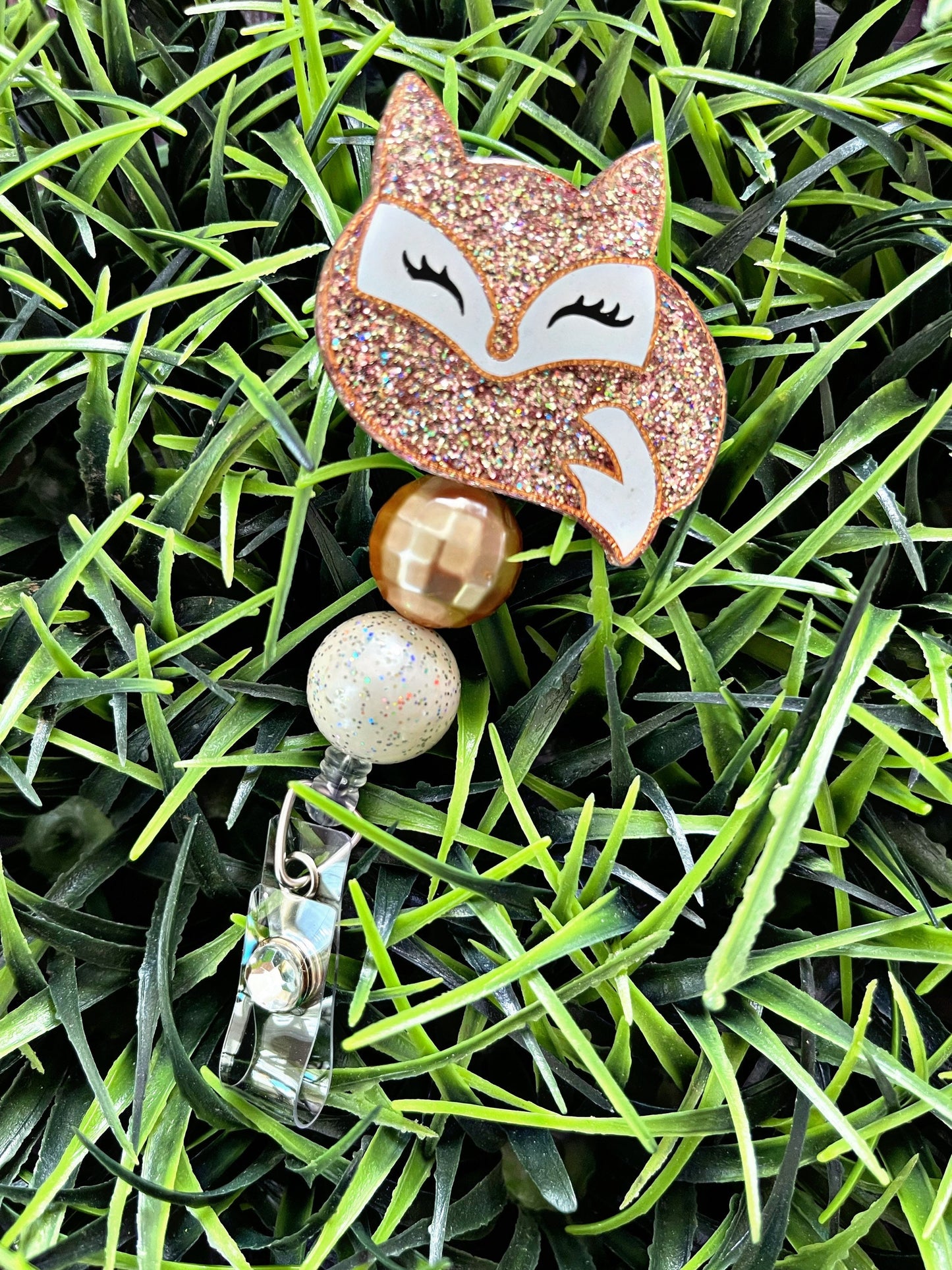 Fox Badge Reel - Rose Gold ID Clip- Badge Holder-  Animal ID Holder- Nurse Gift- Teacher Gift-