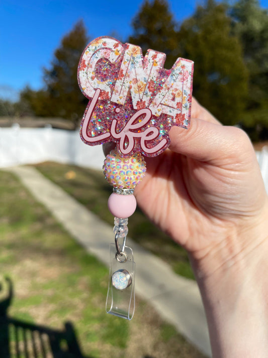CNA Badge Reel - Certified Nursing Assistant Print ID Clip- Nurse Badge Holder-  Floral ID Holder- Nurse Gift- Medical keycard Holder-