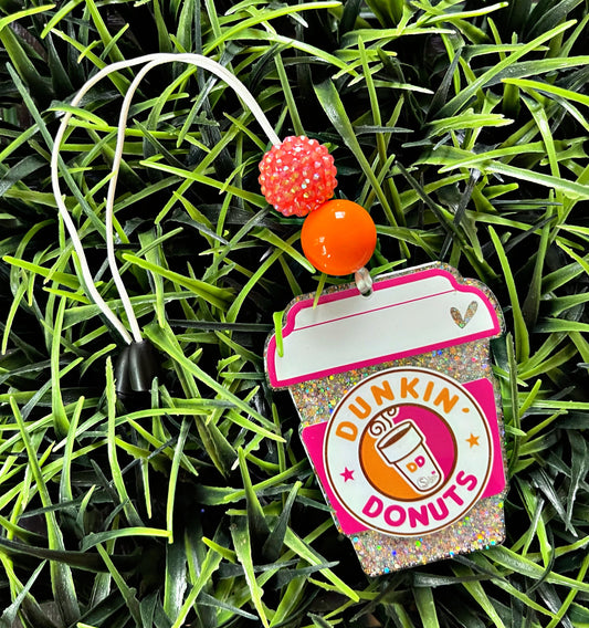 Dunkin Donuts Inspired Car Charm- Dunkie Junkie Rearview Mirror Clip- Coffee Car Decor -  Coffee Lover Gift- Nurse Gift- Teacher Gift