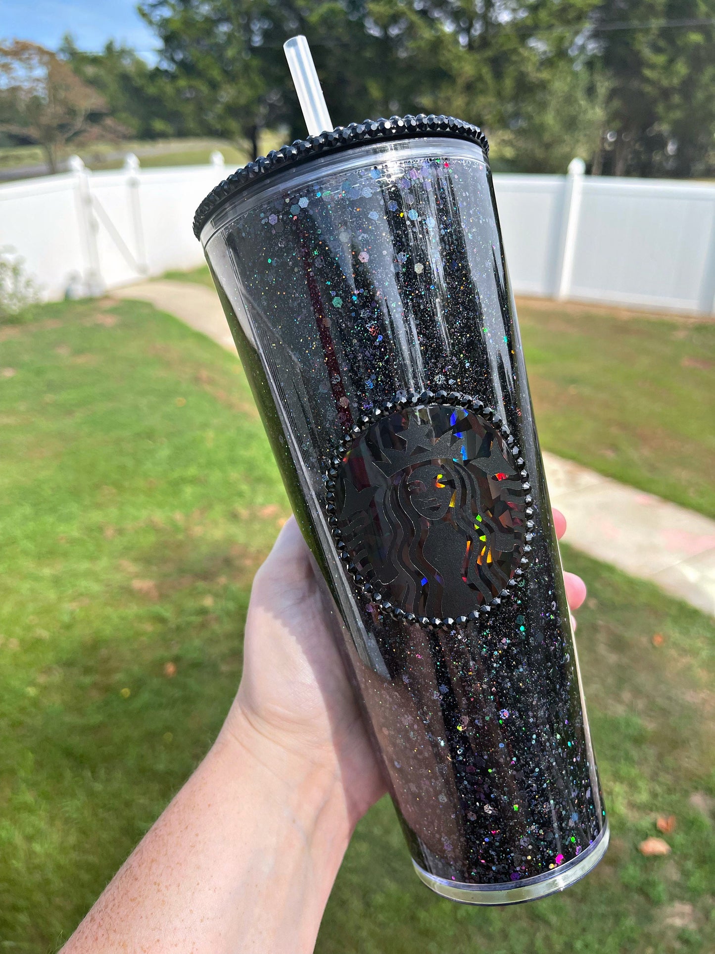 Black Starbucks Acrylic Snow Globe Tumbler