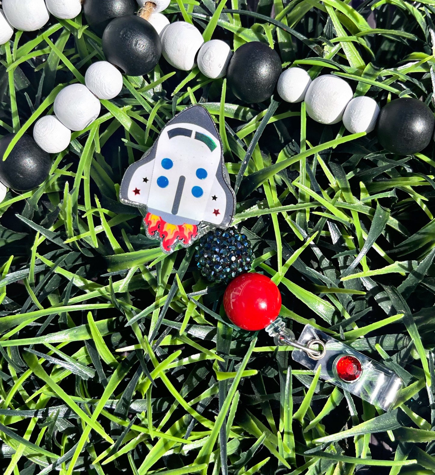 Space Ship Badge Holder • Space Retractable Badge Reel • Pediatric ID Clip