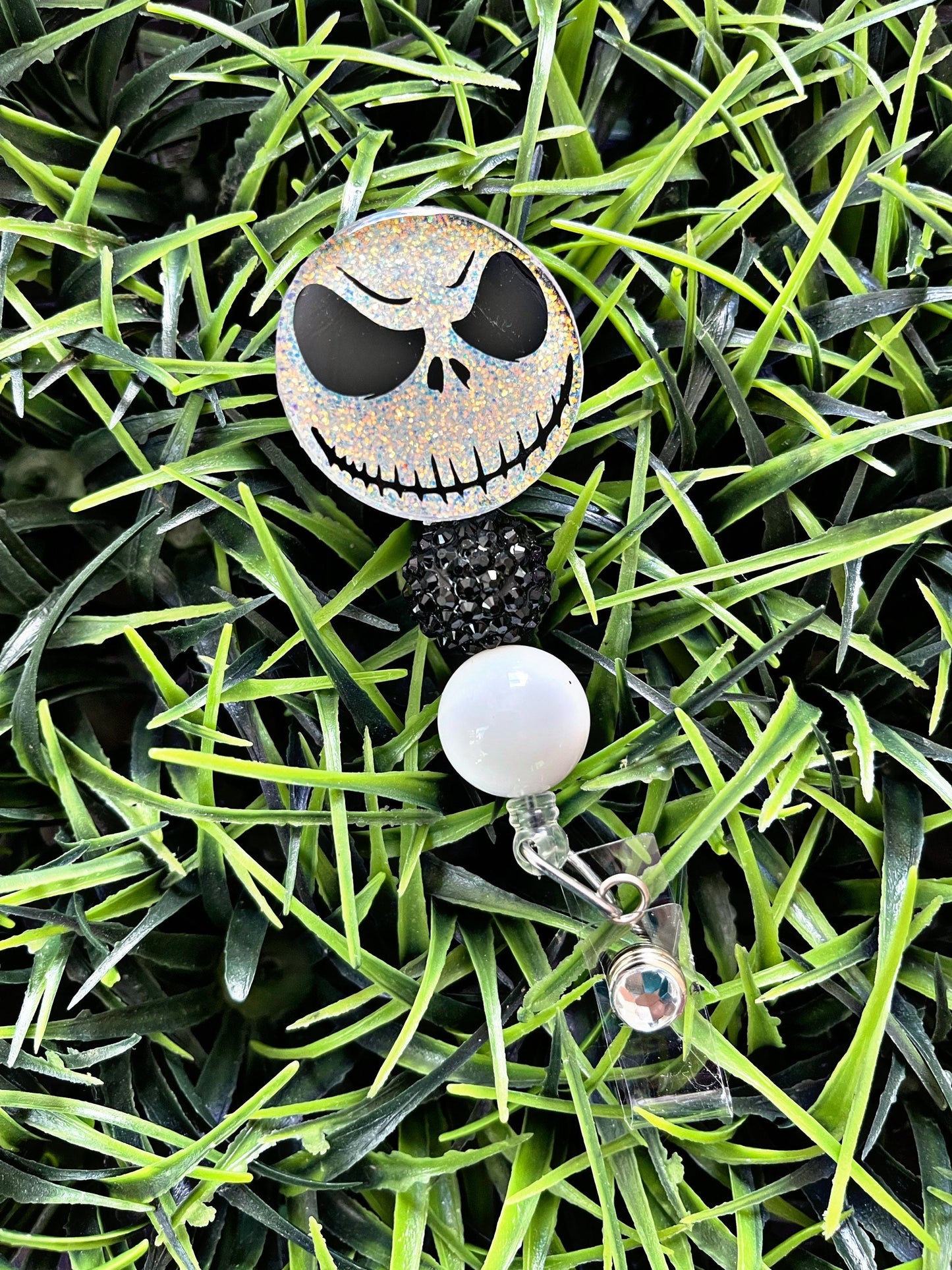 Nightmare Before Christmas Inspired Badge Reel - NBC Print ID Clip- Coffee Badge Holder-  ID Holder- Nurse Gift- Teacher Gift- Jack Badge