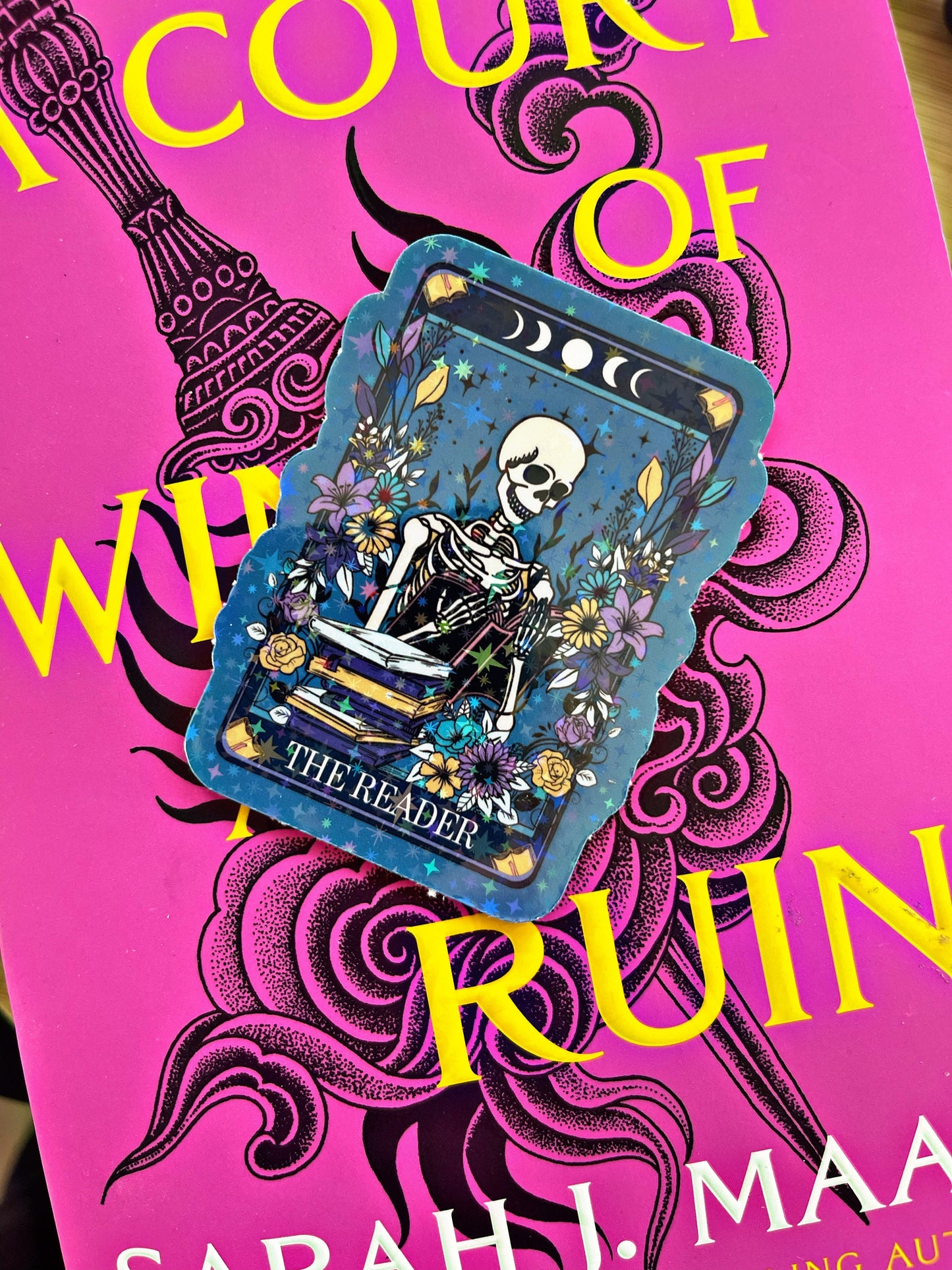 The Reader Skeleton Kindle Stickers/ Tarot Card Themed Stickers