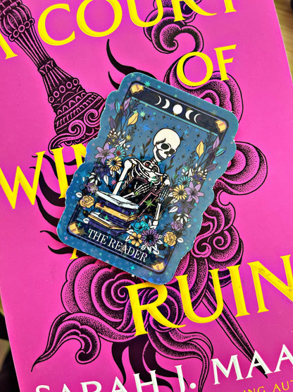 The Reader Skeleton Kindle Stickers/ Tarot Card Themed Stickers