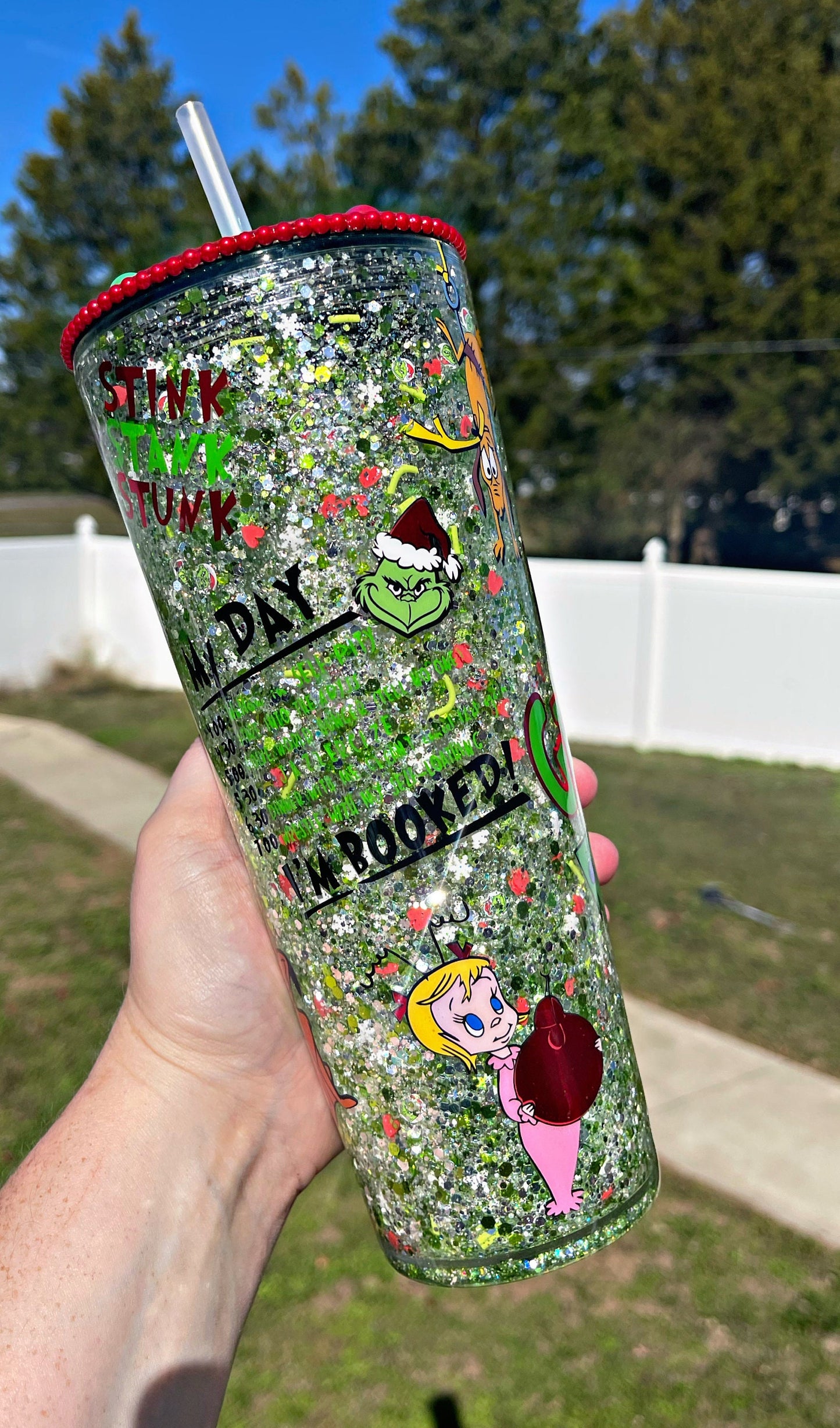 Green Guy Christmas Snow Globe Tumbler