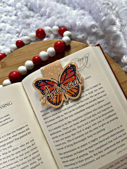 Butterfly Magnetic Bookmark, Antisocial  Butterfly Bookmark, Reading Accessory, Book Gift, Cute Bookmark, Unique Bookmark