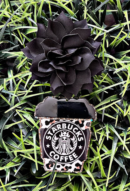 Leopard Print Starbucks Inspired Car freshener • Coffee Car Charm • Car Accessories • Essential Oils Charm • Scented Car Freshie • Vent Clip