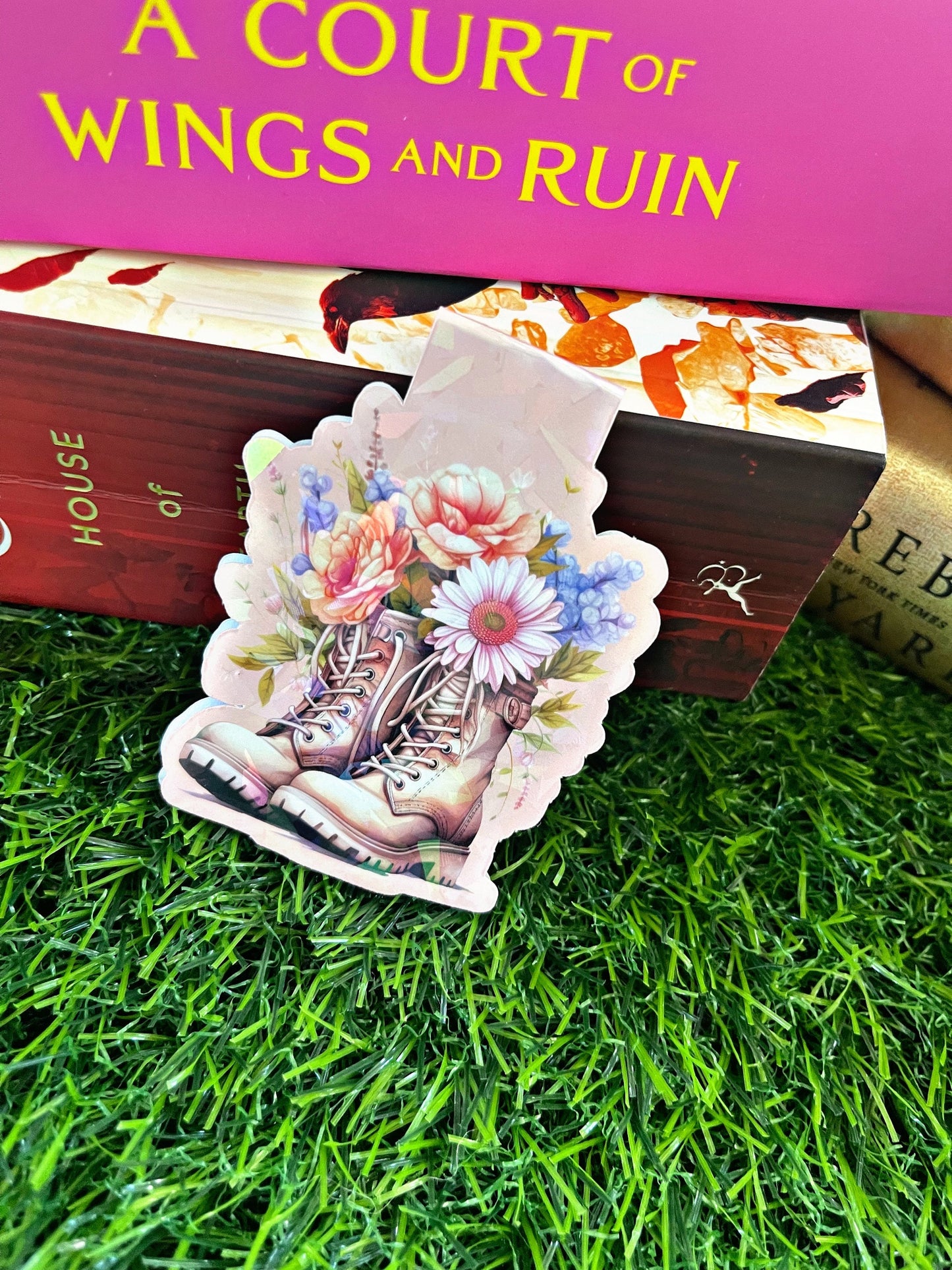 Floral Boots Magnetic Bookmark, Spring Bookmark,  Cute Reading Accessory, Book Gift, Cute Bookmark, Unique Bookmark, flower Bookmark