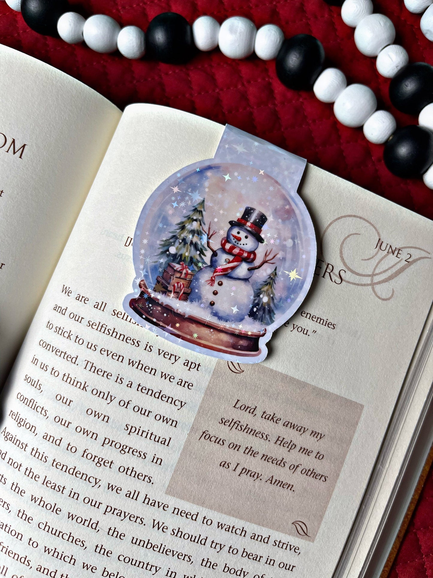 Christmas Snow Globe Magnetic Bookmark, Skellington Bookmark, Snowman Reading Accessory, Santa Book Gift, Cute Bookmark, Unique Bookmark
