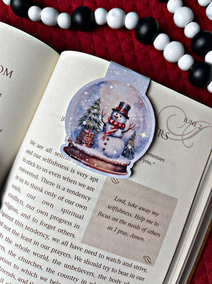 Christmas Snow Globe Magnetic Bookmark, Skellington Bookmark, Snowman Reading Accessory, Santa Book Gift, Cute Bookmark, Unique Bookmark