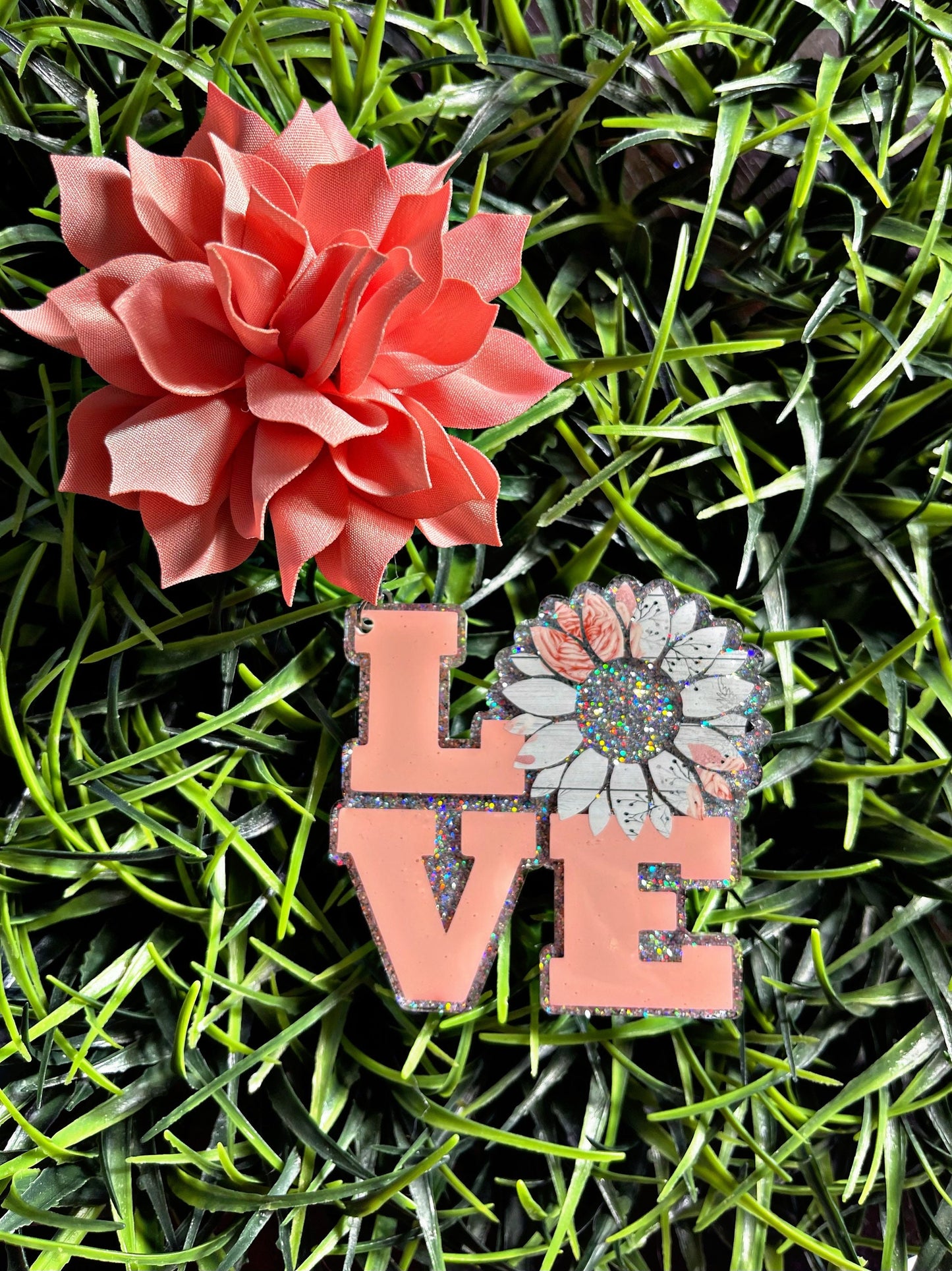 Sunflower Car Freshener- Love Car Charm- Cute Car Accessories- Essential Oils Car Charm- Scented Car Freshener- Farmhouse Vent Clip