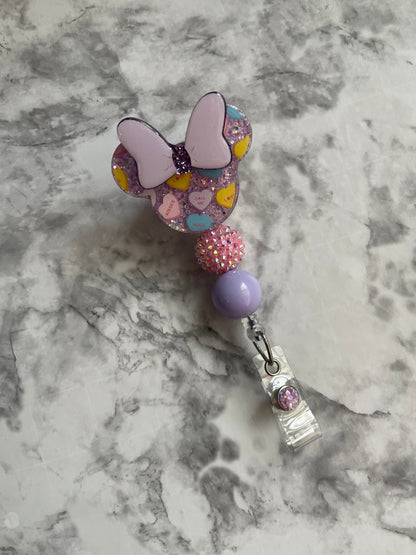Valentines Mouse Badge Reel- Sweethearts Badge Reel- Conversation hearts Id holder- RN key card- Nurse Accessories- Minnie Inspired Badge