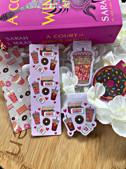 Dunkin Magnetic Bookmark, Donut Bookmark,  Coffee Reading Accessory, Book Gift, Cute Bookmark, Unique Bookmark