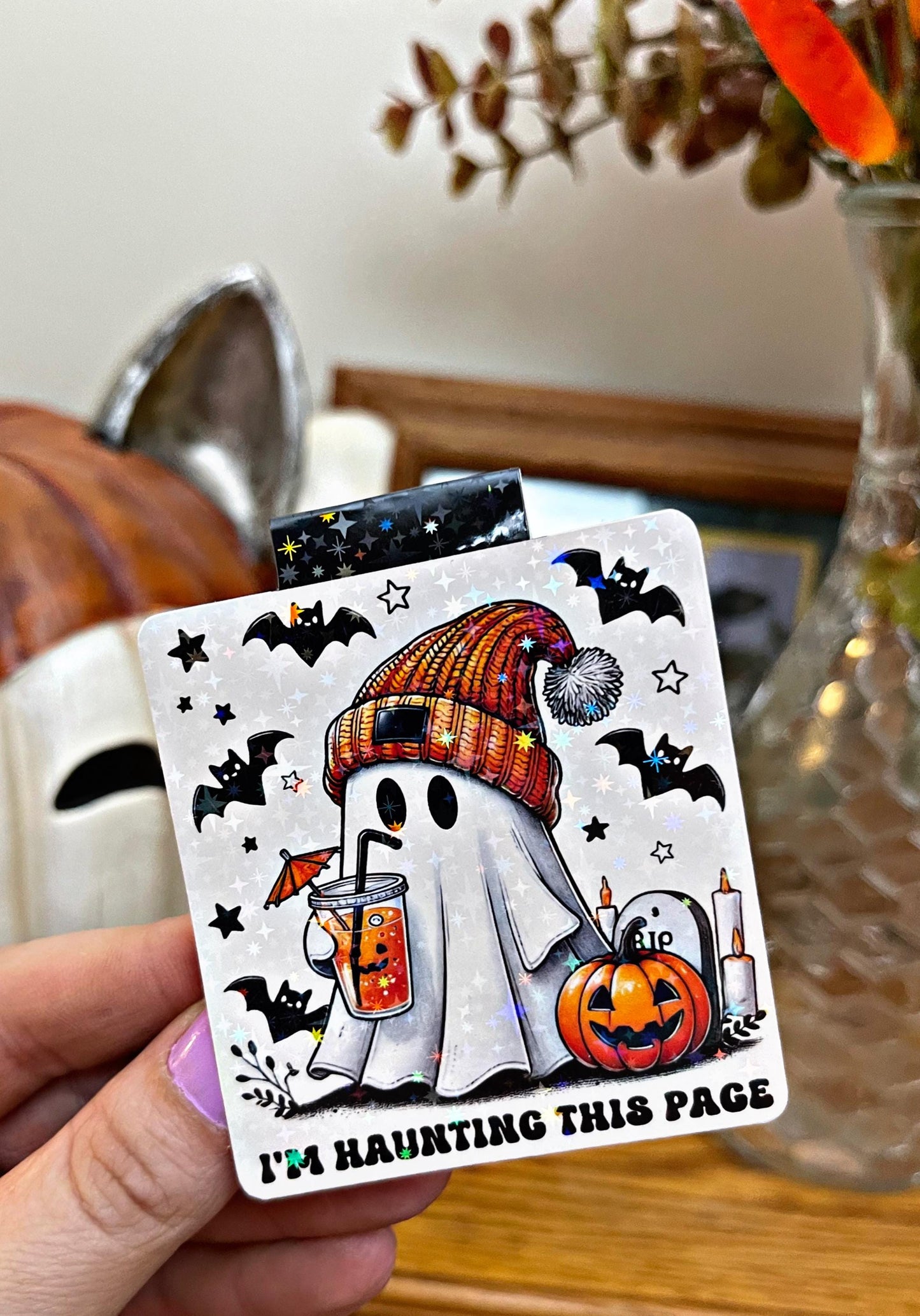 Halloween Magnetic Bookmark, Halloween Ghost Bookmark, Reading Accessory, Book Gift, Cute Bookmark, Unique Bookmark, Personalized Bookmark