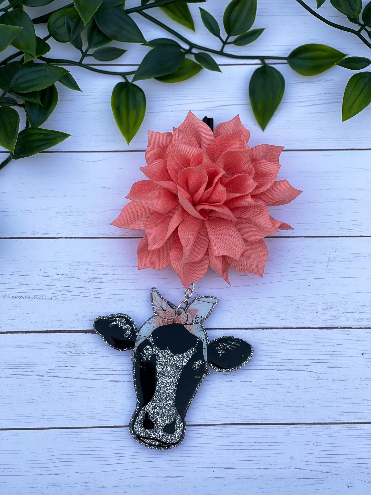 Cow with Bandanna Car Freshener- Cow Car Charm- Car Accessories- Essential Oils Car Charm- Scented Car Freshener- Floral Bandanna Cow