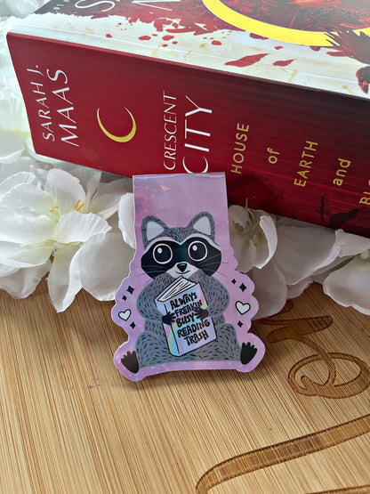 Cute Raccoon Magnetic Bookmark, Trash Bookmark,  Cute Reading Accessory, Book Gift, Cute Bookmark, Unique Bookmark