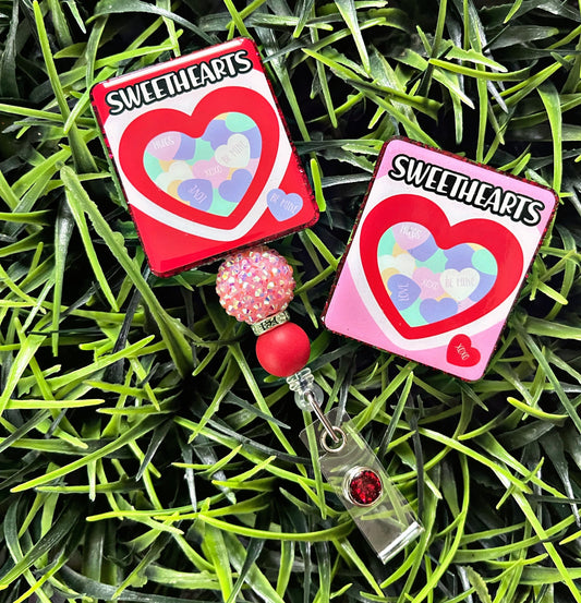 Valentines Day Sweethearts Badge Reel- Holiday Badge ID Holder- Nurse Badge Reel- Teacher Accessories- RN key Card-Valentines Badge Reel