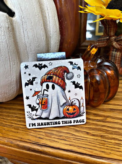 Halloween Magnetic Bookmark, Halloween Ghost Bookmark, Reading Accessory, Book Gift, Cute Bookmark, Unique Bookmark, Personalized Bookmark