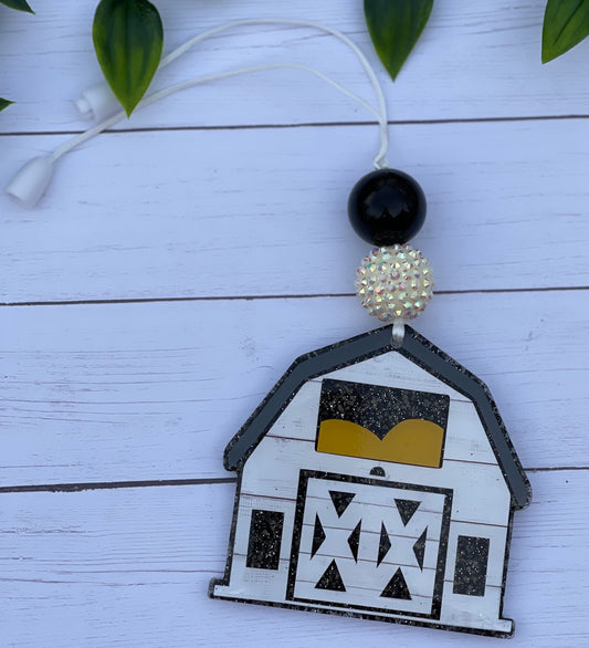 Barn Car Charm- Rearview Mirror Charm- Cute Car Accessories- Farmhouse Car Hanger- Western Car Decor, Car Ornament
