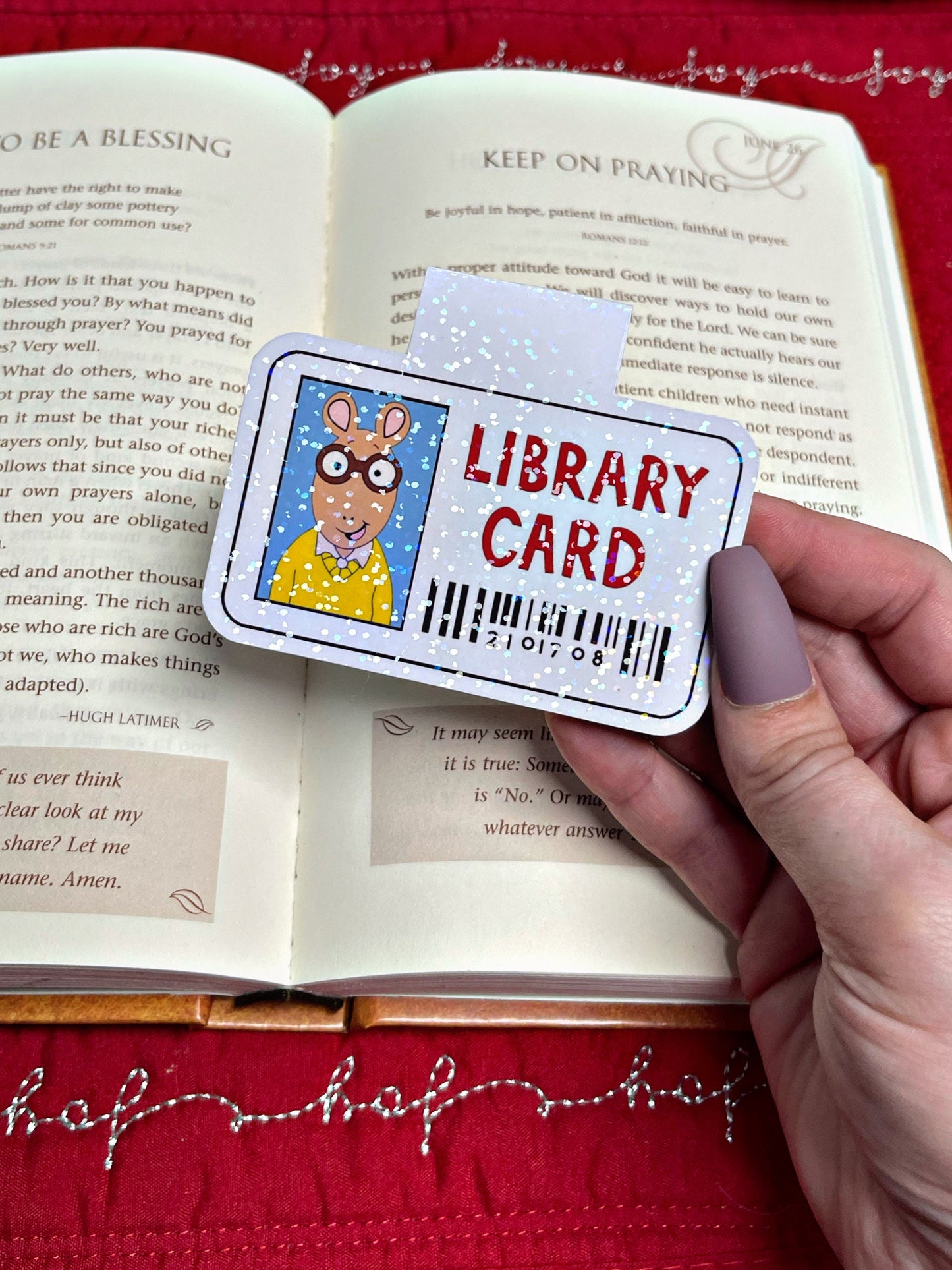 Arthur Library Card Bookmark, Magnetic Bookmark, Reading Accessory, Book Gift, Cute Bookmark, Unique Bookmark, Personalized Bookmark